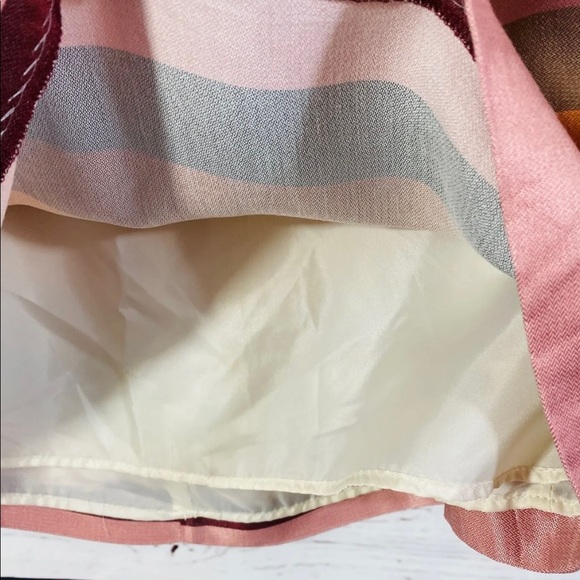 H&M Skirt Womans Sz 10 Striped Lined Back Zip Spring Pink Easter Ladies - Picture 8 of 8